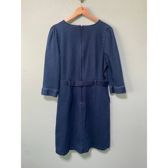 Liz Claiborne Women's Dark Wash‎ Denim Long Sleeve Dress with Tie Size 10 - Picture 2 of 9